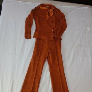 Vintage 60-70s woman's western suit, orange, sz small